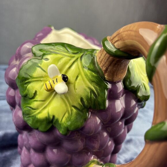 Vintage Grape Pitcher Martha Stewart Collection For Macys Ceramic 8" T x 11" W - Picture 3 of 9